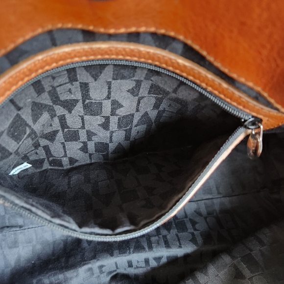 Furla Large Black Patent Leather Shoulder Bag with brown leather trim - Picture 11 of 11